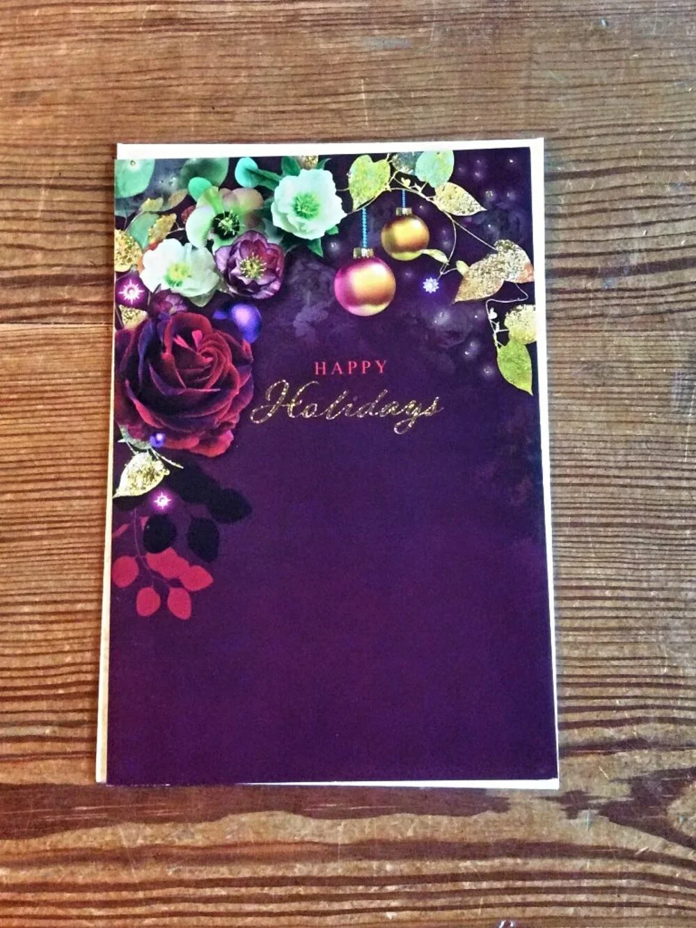 Set of 6 Elegant Floral Christmas Cards w/ Envelopes Merry & Bright